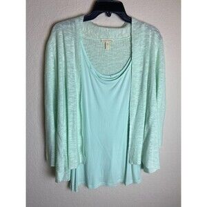 Eileen Fisher Womens Cardigan Top Set Seafoam Green Size S Long Sleeve Drape
